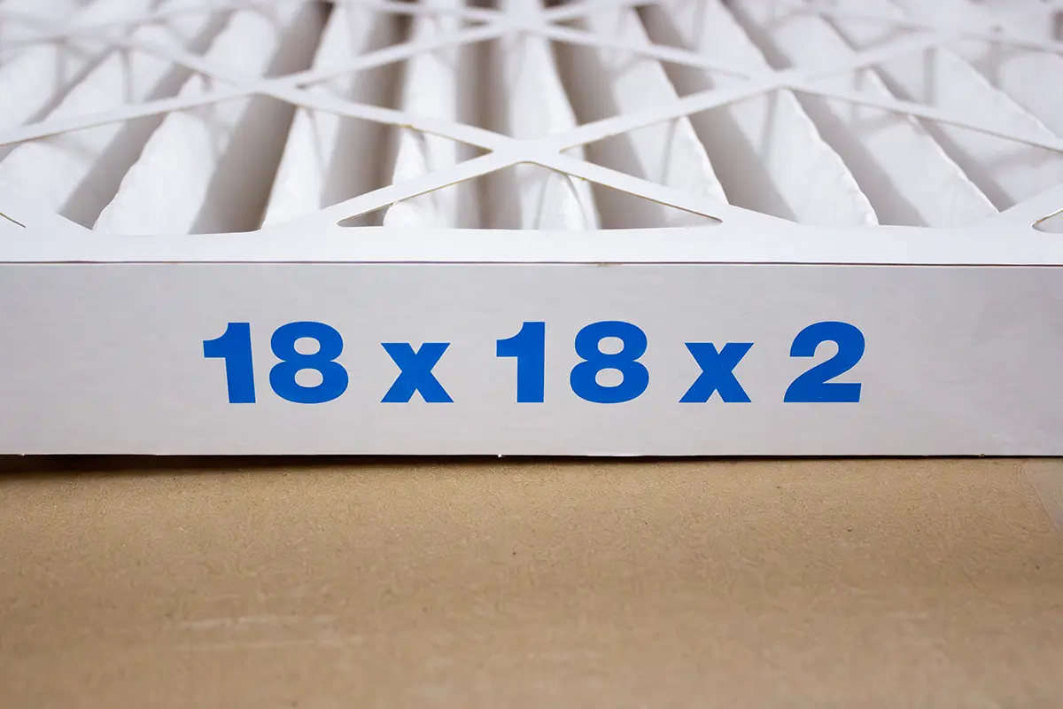 pleated filter size labeled on box